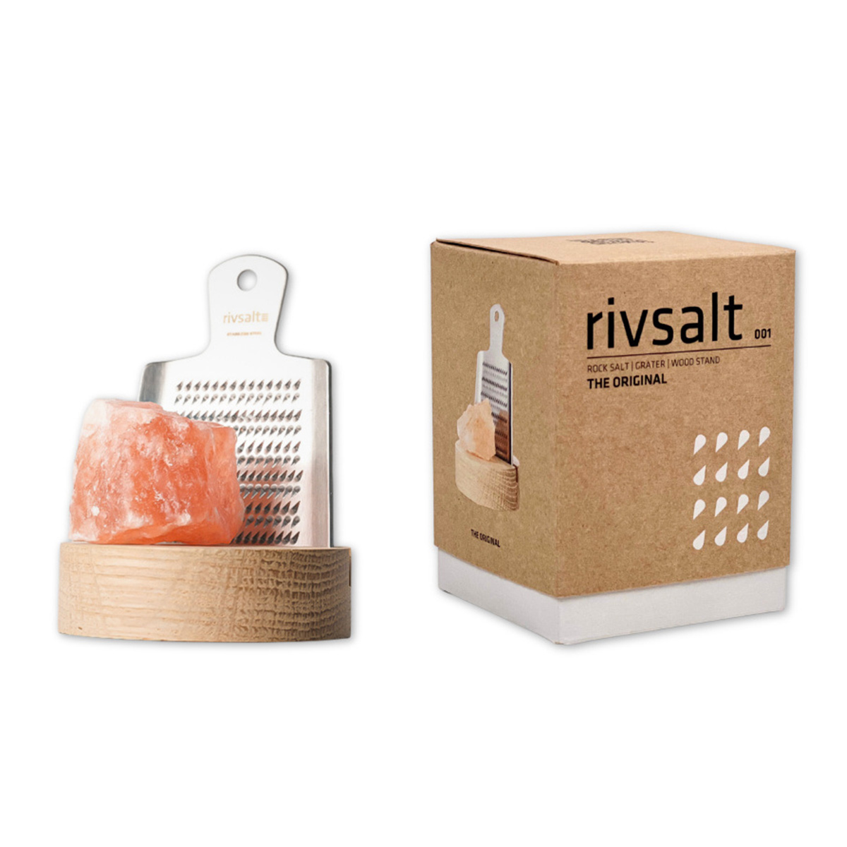 HIMALAYAN ROCK SALT | STAINLESS STEEL GRATER | OAK WOOD STAND