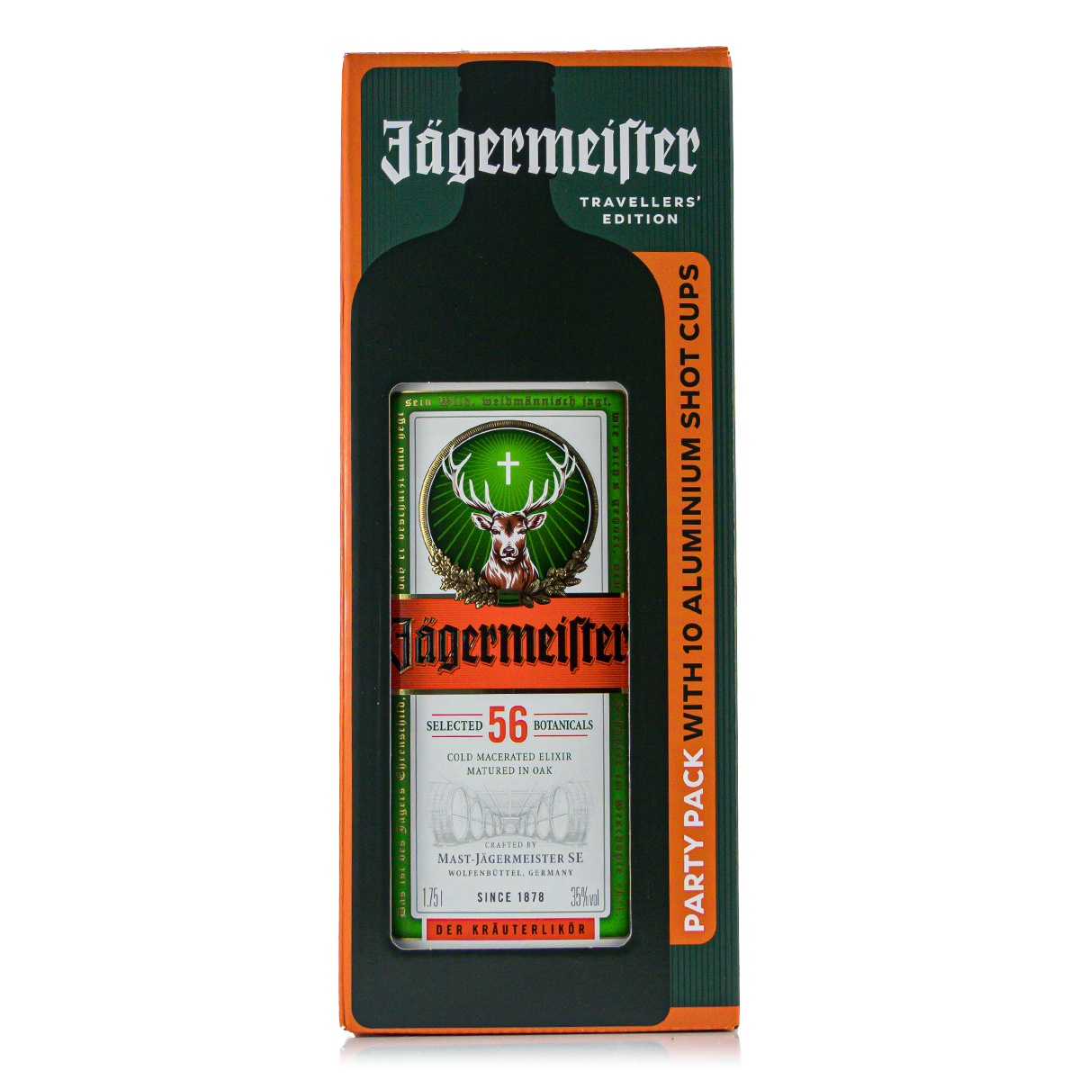 Jägermeister Party Pack incl. 12 Metal shot cups 35%vol. 1,75 Liter