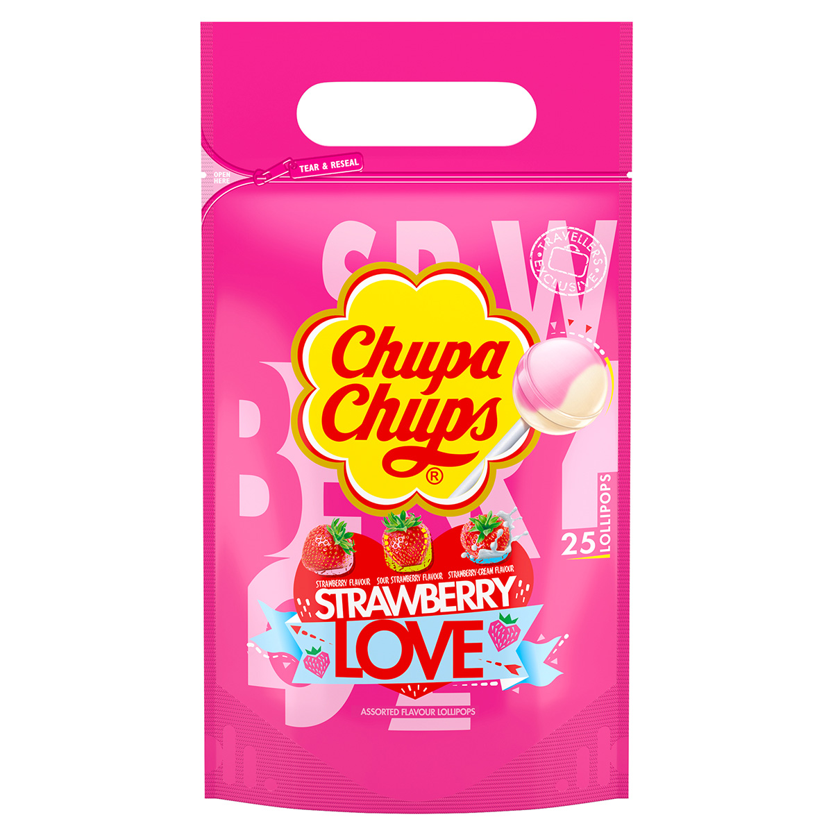 Chupa Chups Strawberry Mix 25x Lollis 300g