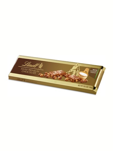 Lindt Gold Bar Swiss Milk Chocolate with Whole Hazelnuts 300 g