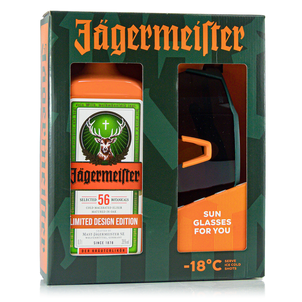 Jägermeister Set 35% vol. 0.7 liters + sunglass Jägermeister Set 35% vol. 0.7 liters + sunglass