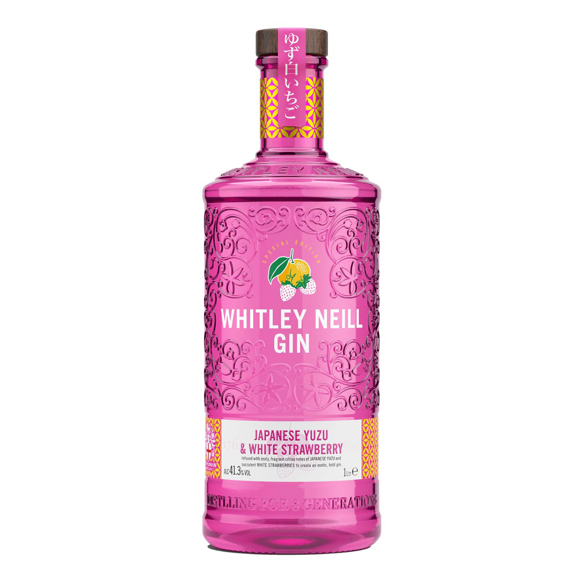 Whitley Neill Japenese Yuzu and White Strawberry Gin 41.3%vol. 1Liter