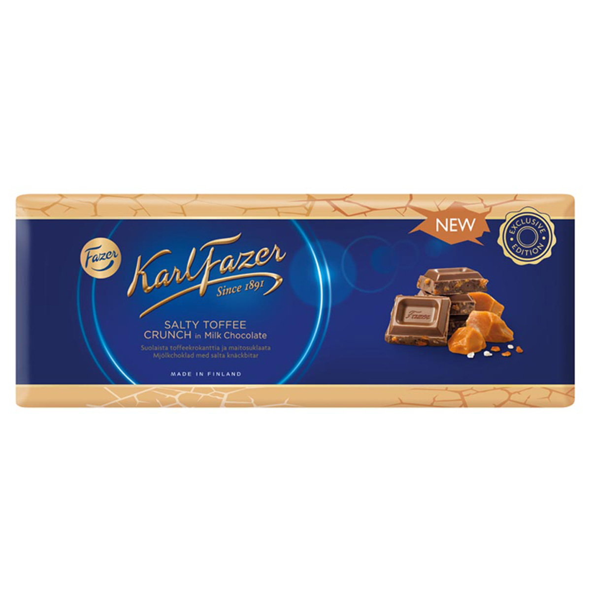 Karl Fazer Milk Chocolate with Salty Toffee Crunch 250g