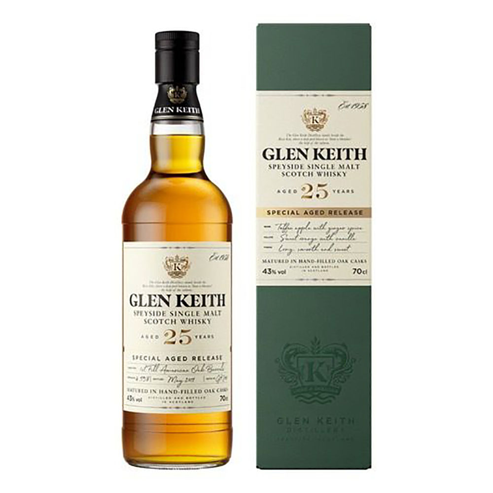 Glen Keith 25 Years Speyside Single Malt 0.7 liters 43% vol. Glen Keith 25 Years Speyside Single Malt 0.7 liters 43% vol.