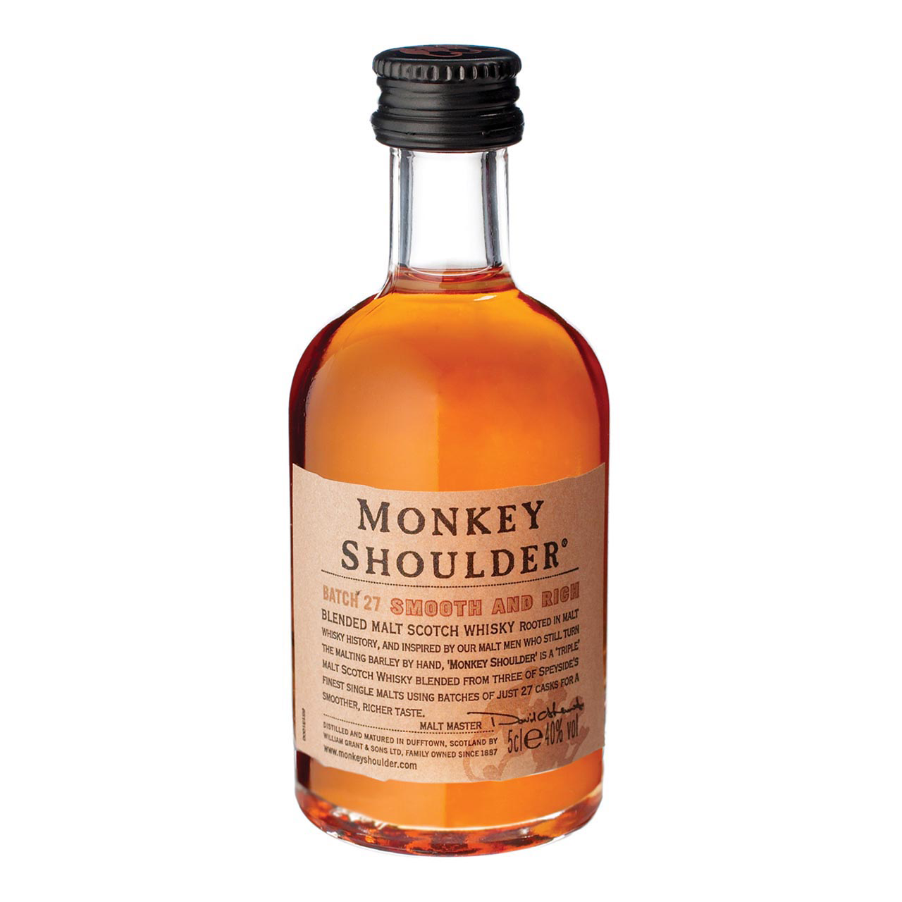 Monkey Shoulder Whiskey 0,05 liter 40% vol. Monkey Shoulder Whiskey 0,05 liter 40% vol.