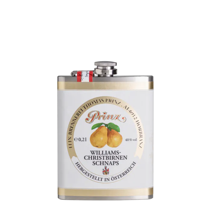 Prinz Williams-Birnen Schnaps Flachmann 40%vol. 0,2 Liter