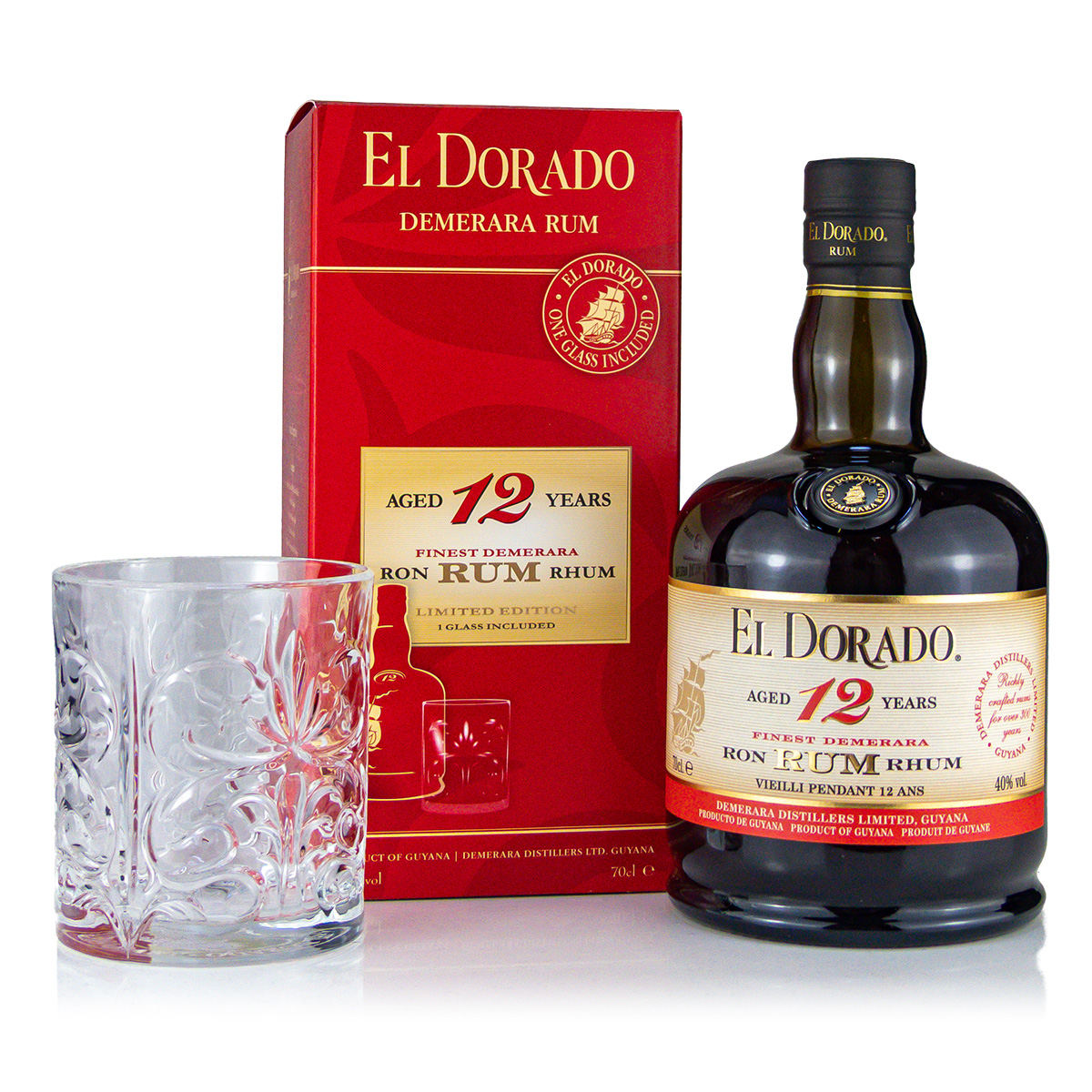 El Dorado 12 Years 40%vol.0,7 Liter  + Glass