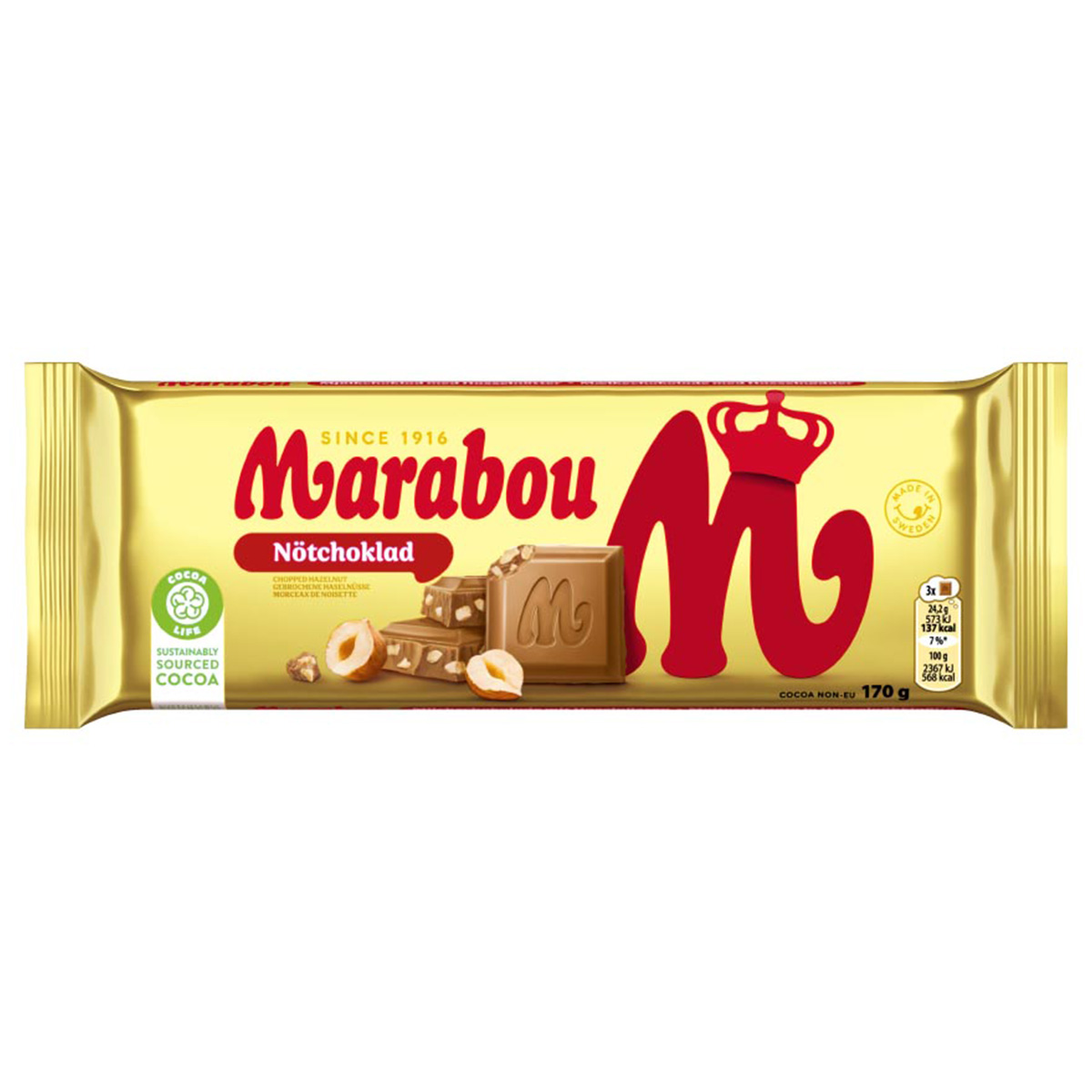 Marabou Milk Chocolate with Hazelnuts 170g