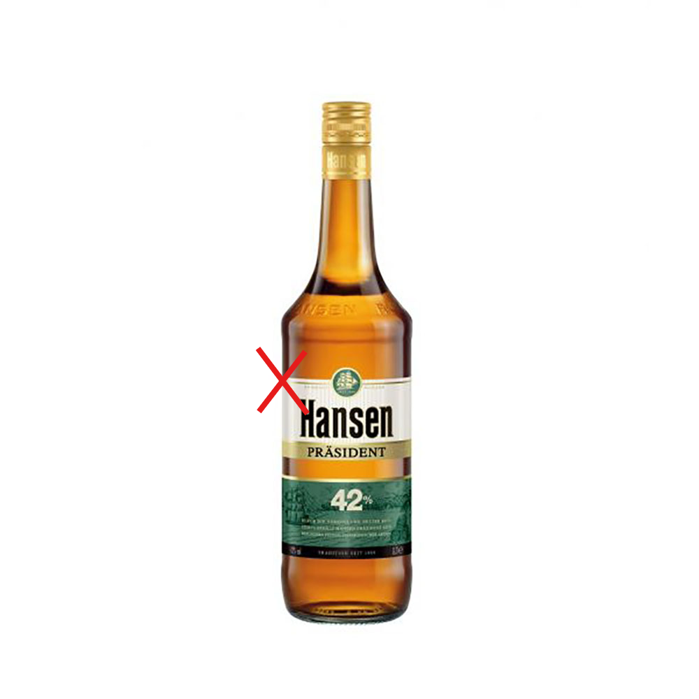 Sonderposten: Hansen Präsident 0,7 Liter 42%vol.