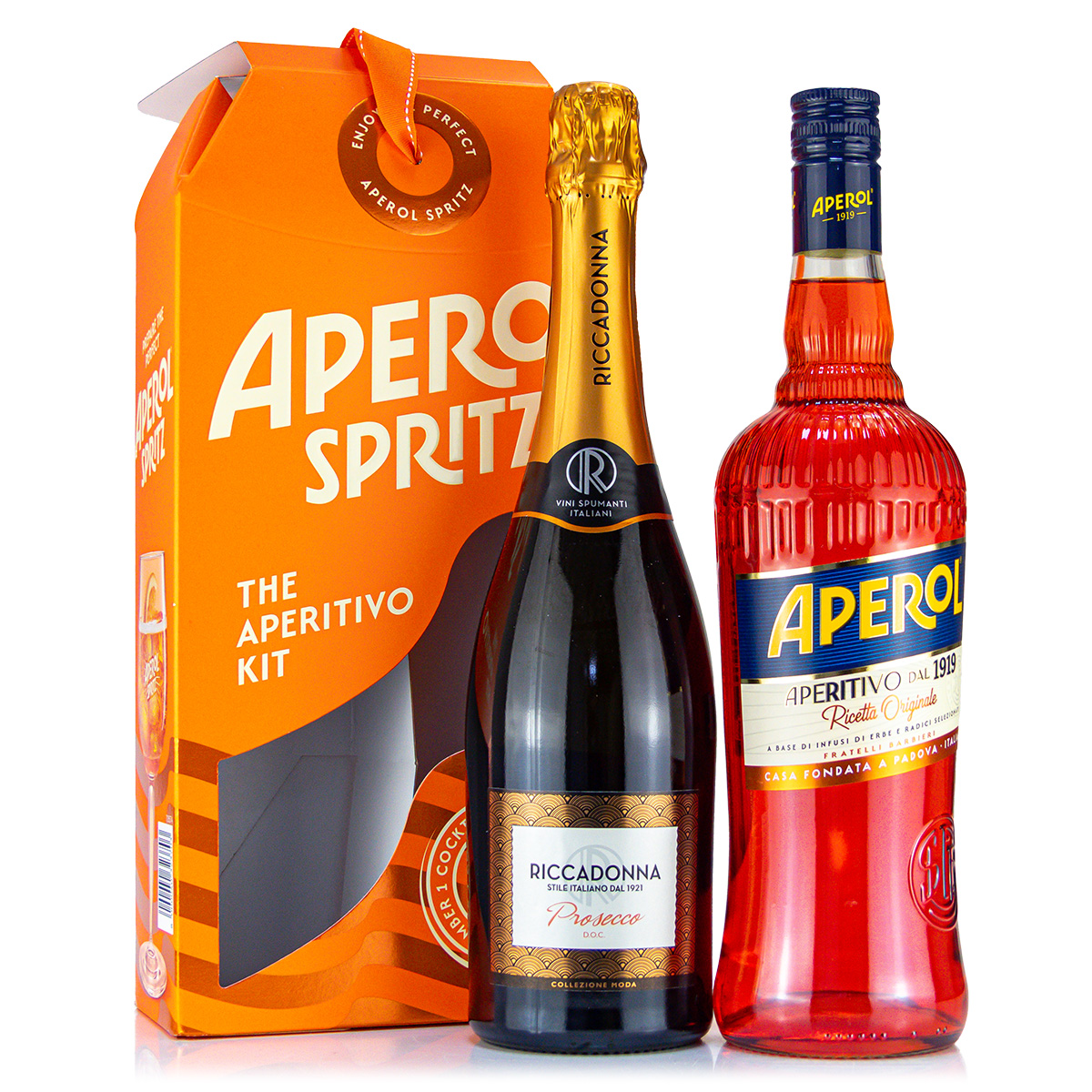 Aperol 11%vol. 1 Liter + Prosecco Riccadonna 11%vol. 0,75 Liter