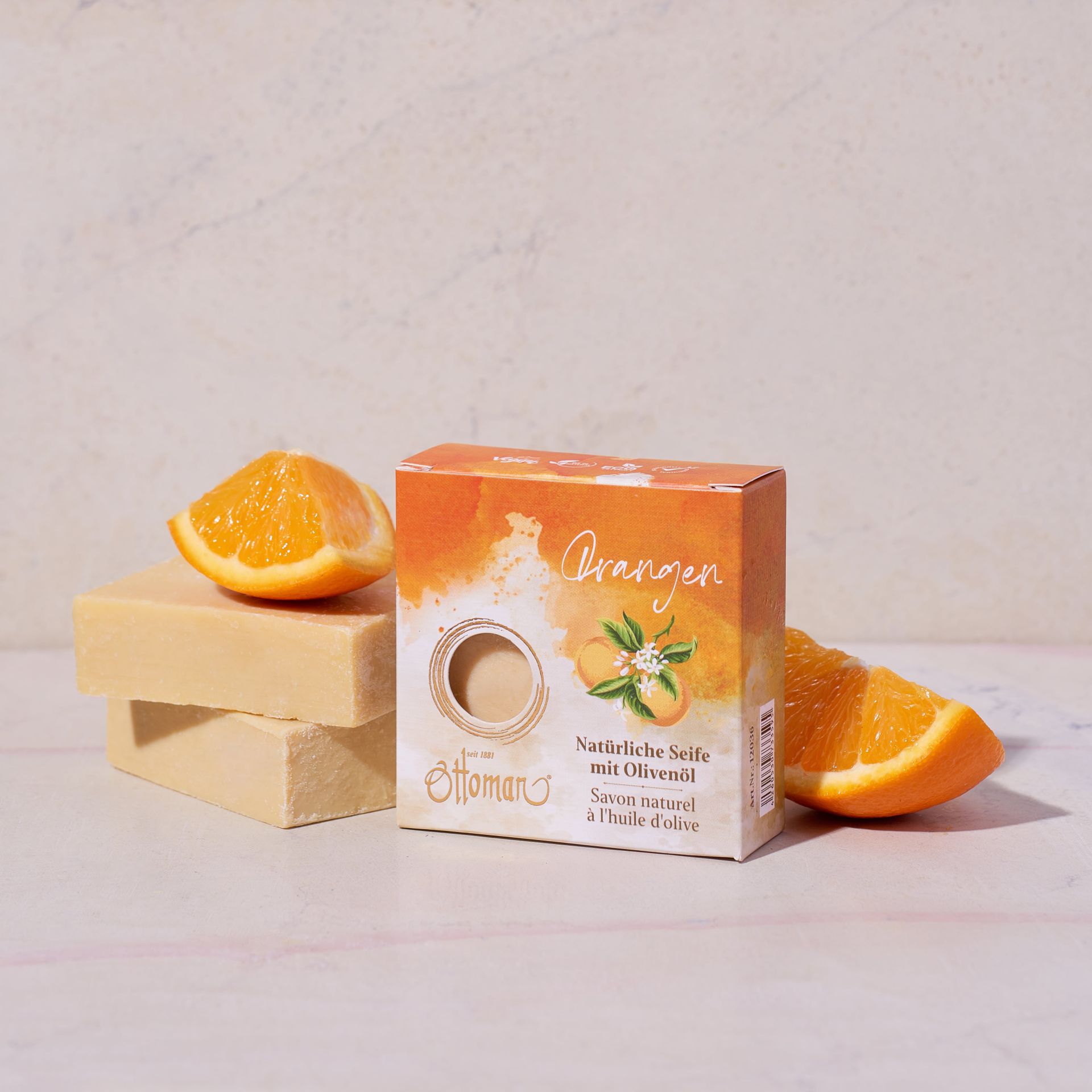Natürliche Olivenölseife Orange 110g