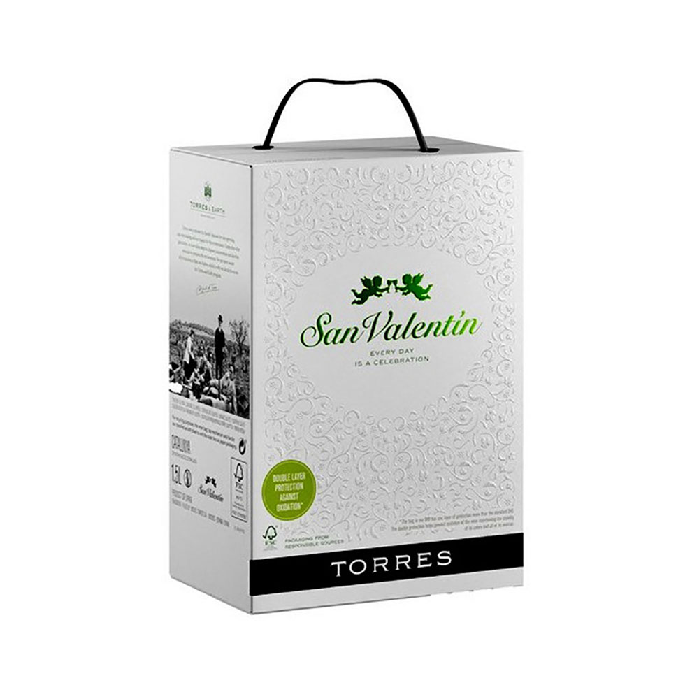 Torres San Valentin Catalunya white, semi-dry (Bag in Box) 3 Liter 11%vol. Torres San Valentin Catalunya white, semi-dry (Bag in Box) 3 Liter 11%vol.