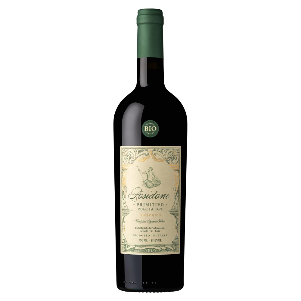 Posidone Primitivo Apulien Red, dry BIO 14%vol. 0.75Liter Posidone Primitivo Apulien Red, dry BIO 14%vol. 0.75Liter