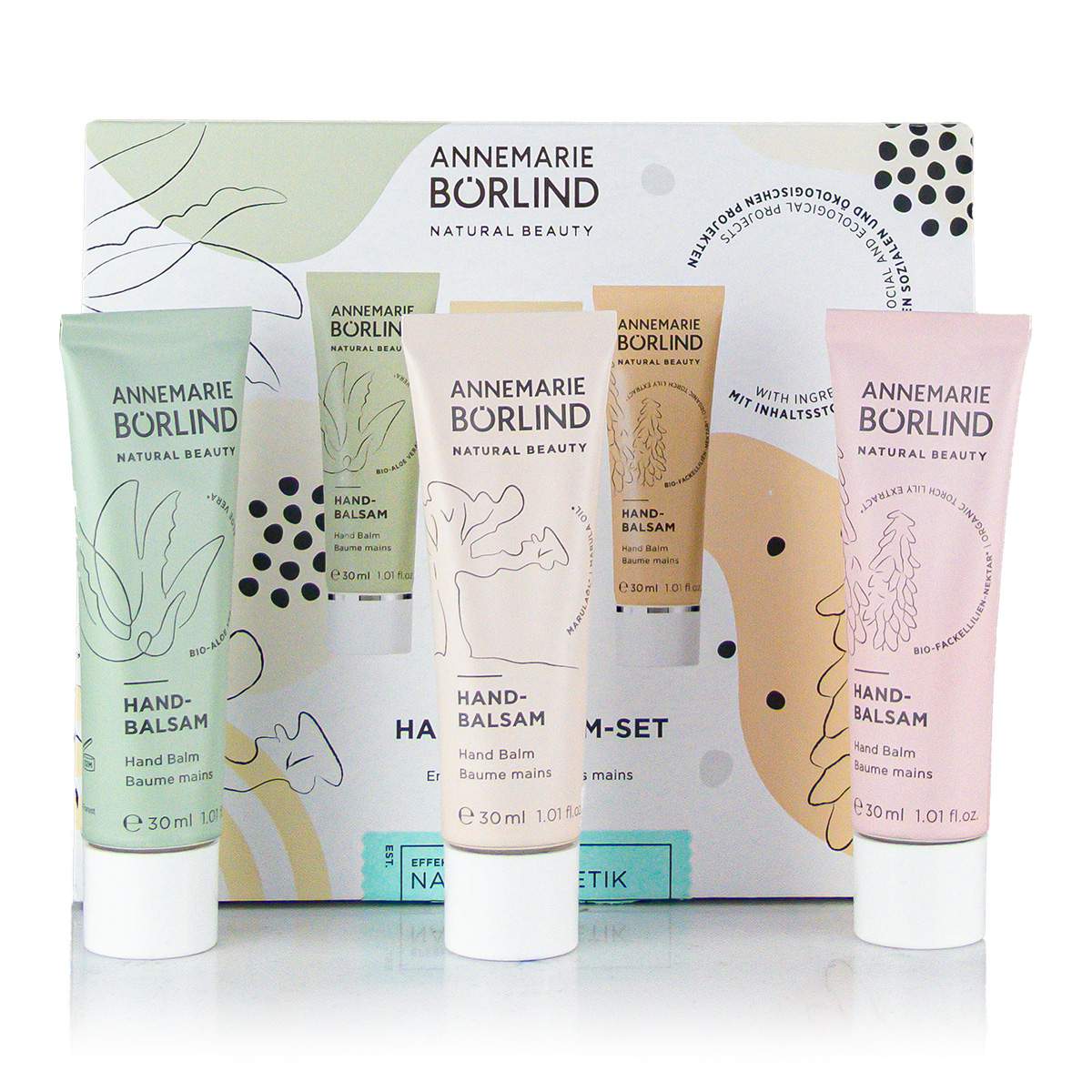 Börlind Handbalsam Set Bio Aloe Vera 30 ml + Marulaöl 30 ml + Bio- Fackellilien-Nektar 30 ml