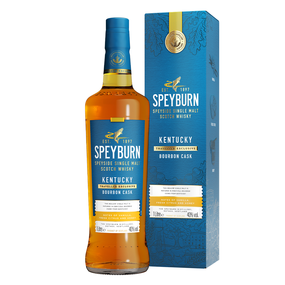 Speyburn Kentucky Bourbon Cask Speyside Single Malt Scotch Whisky 40%vol. 1Liter