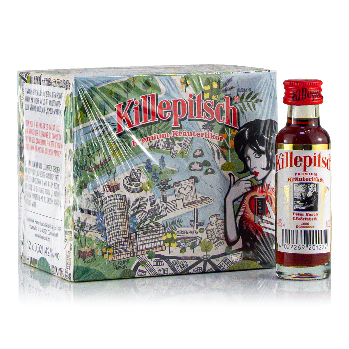 Killepitsch Kräuterlikör 12 Flaschen je 0,02 Liter in Box 42%vol.