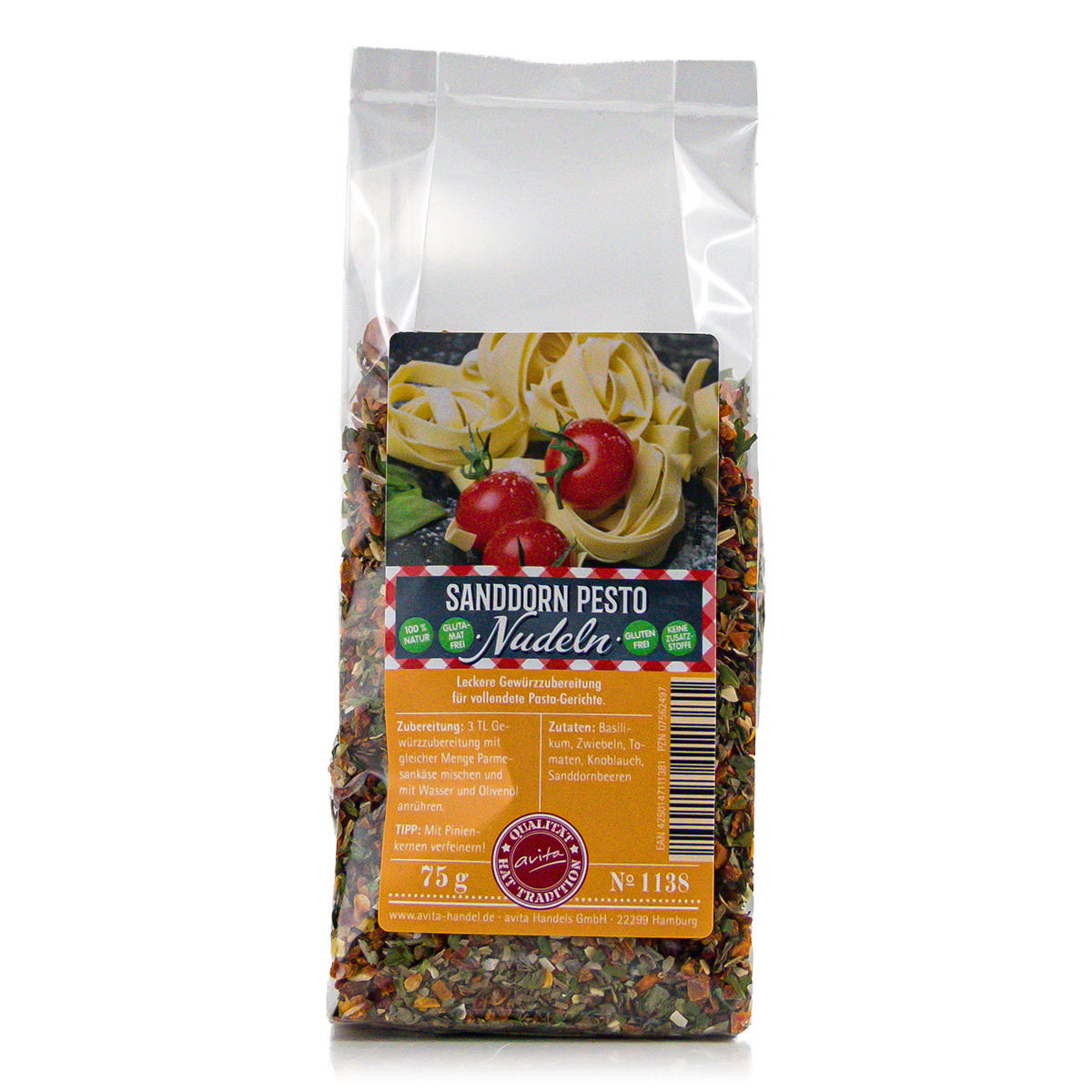 Gewürz Mischung für Nudeln "Sanddorn Pesto" 75g Gewürz Mischung für Nudeln "Sanddorn Pesto" 75g