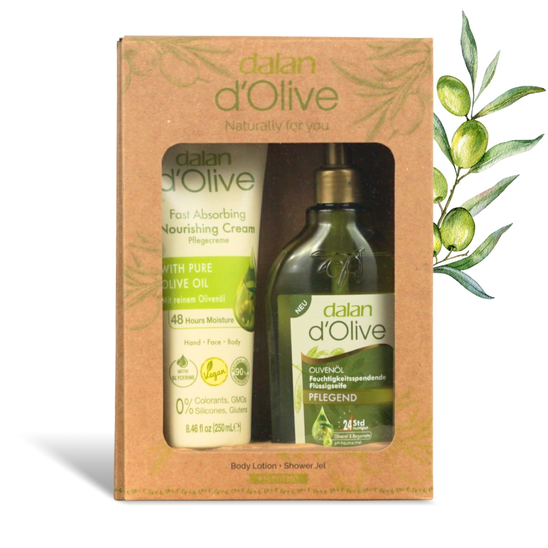 Dalan d’Olive Gift Set Body Cream 250 ml + Liquid Soap 300 ml