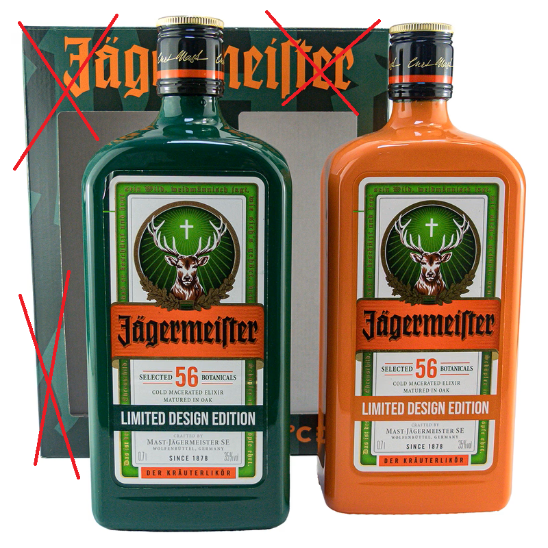 Jägermeister Pantone Green + Orange 35%vol 1,4 Liter Duopack