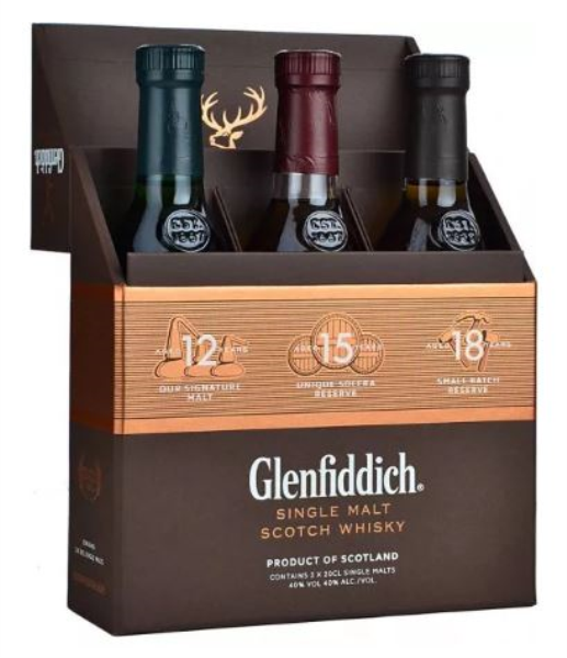 Glenfiddich Tasting Pack 12,15,18 Jahre 40% 0.15Liter