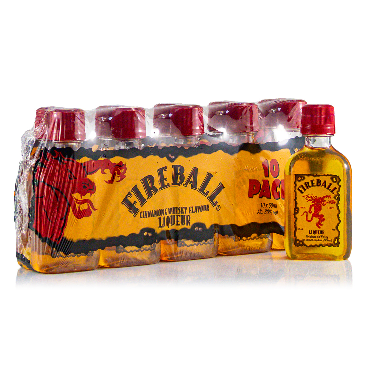 Fireball Whisky natural Cinnamon 10 Flaschen je 0,05 Liter in Box 33%vol.