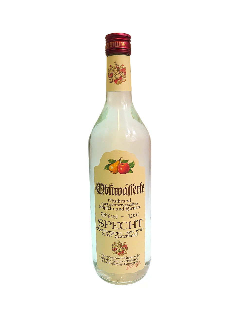 Specht Obstwässerle 38%vol. 1 Liter Specht Obstwässerle 38%vol. 1 Liter
