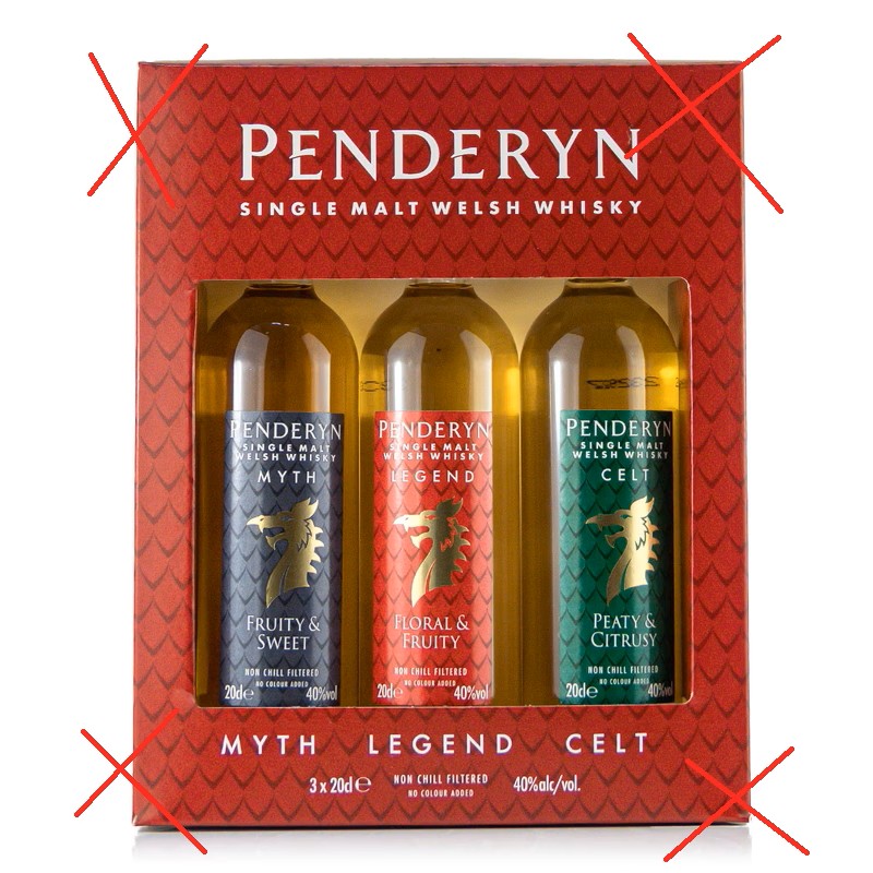 Penderyn Dragon Range Giftpack  3x 0,2 Liter 40%vol.