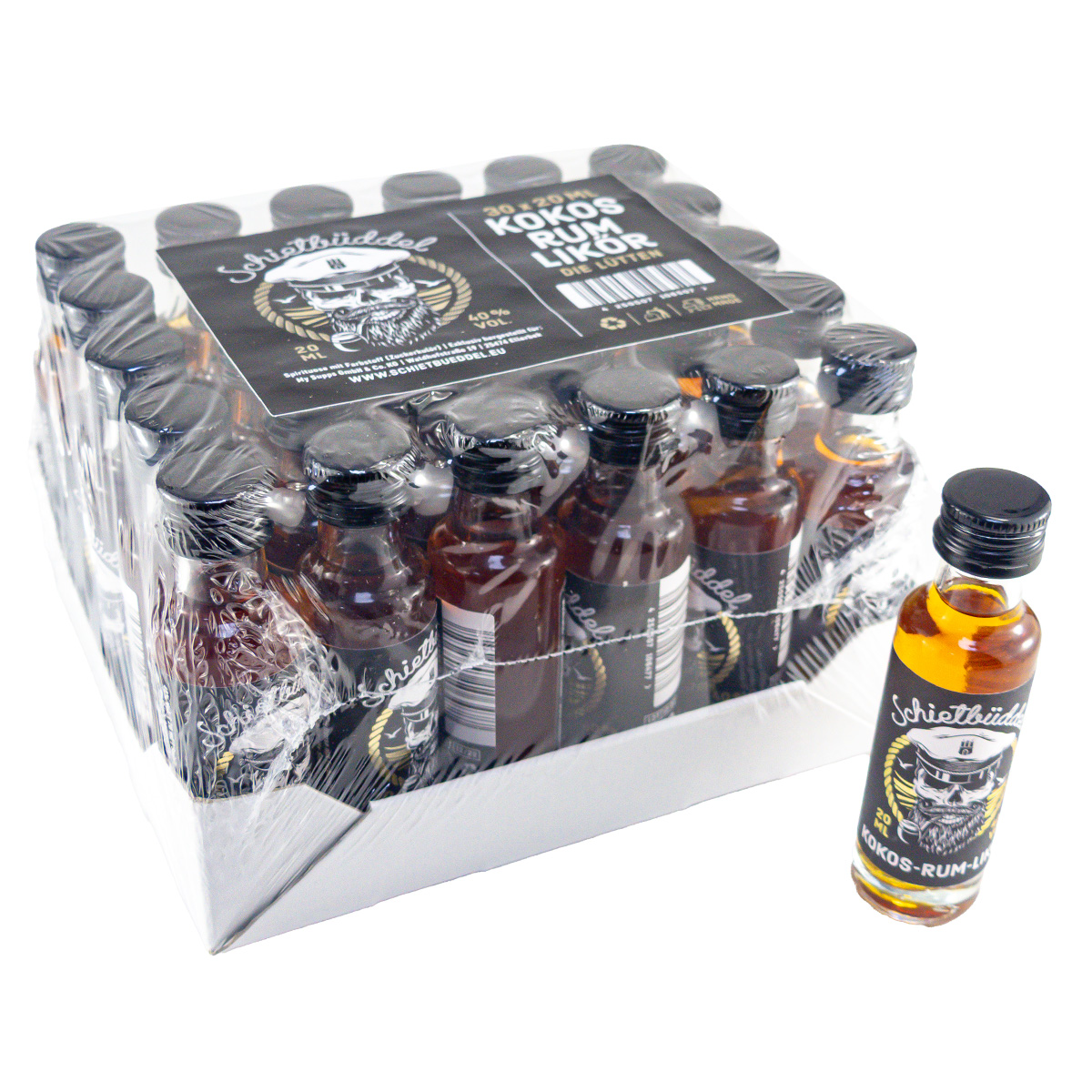 "Schietbüddel" Kokos Rum Likör 30 Flaschen je 0,02 Liter in Box 40%vol.