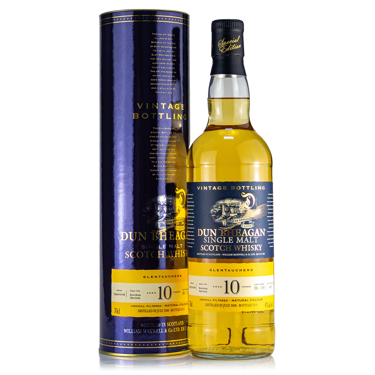 Glentauchers 10 Years 2008 Bourbon Barrel Dun Bheagan 43%vol. 0,7 Liter