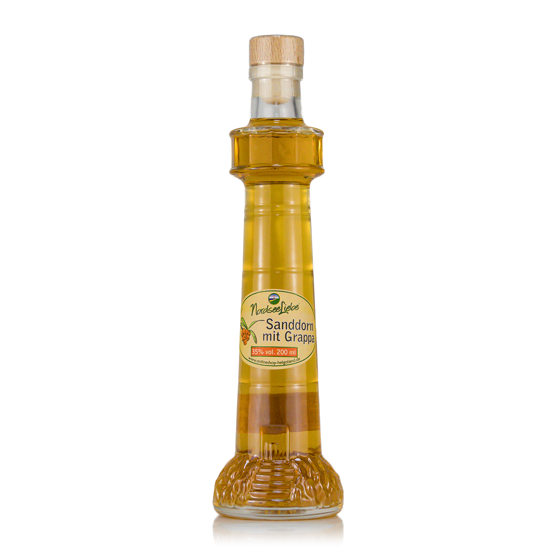 Helgoländer "Nordseeliebe" sea buckthorn with grappa 200ml 35%vol. Helgoländer "Nordseeliebe" sea buckthorn with grappa 200ml 35%vol.