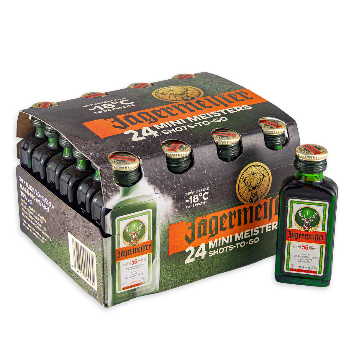 Jägermeister Kräuterlikör 24 Flaschen je 0,02 Liter in Box 35%vol.
