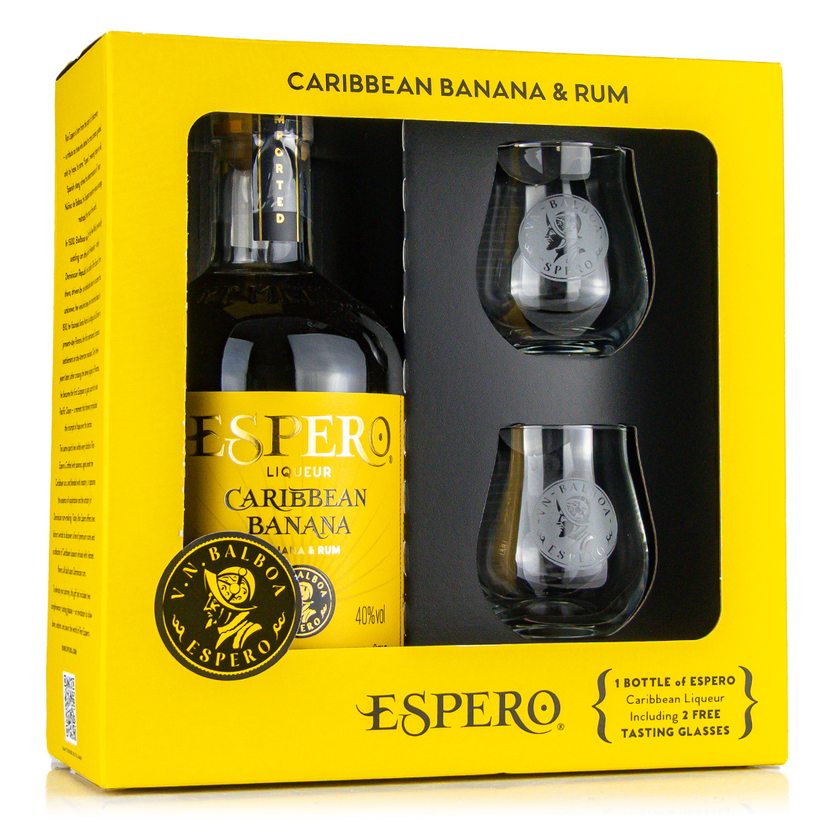 Espero Banana & Rum 40%vol. 0,7 Liter + 2 Gläser