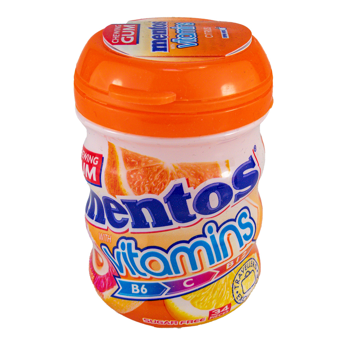 Mentos Gum Citrus Burst – Chewing Gum with Liquid Center & Vitamins, 34 Pieces