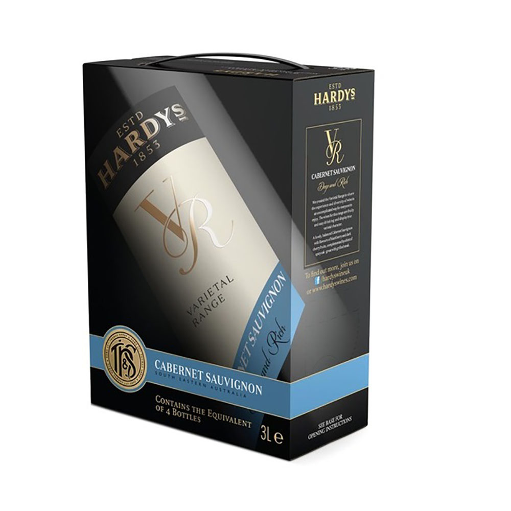 Hardy's Cabernet Sauvignon dry, red (Bag in Box) 3 Liter 13%vol. Hardy's Cabernet Sauvignon dry, red (Bag in Box) 3 Liter 13%vol.