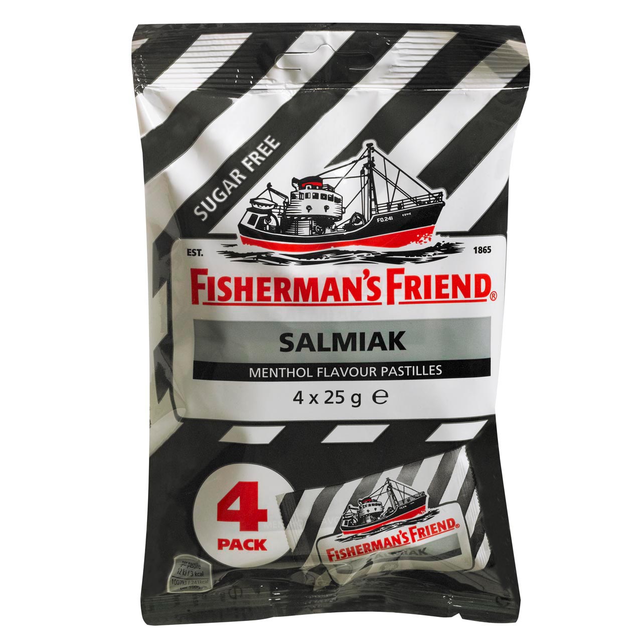 Fisherman's Friend Sugar Free Salmiak Menthol 4x25g