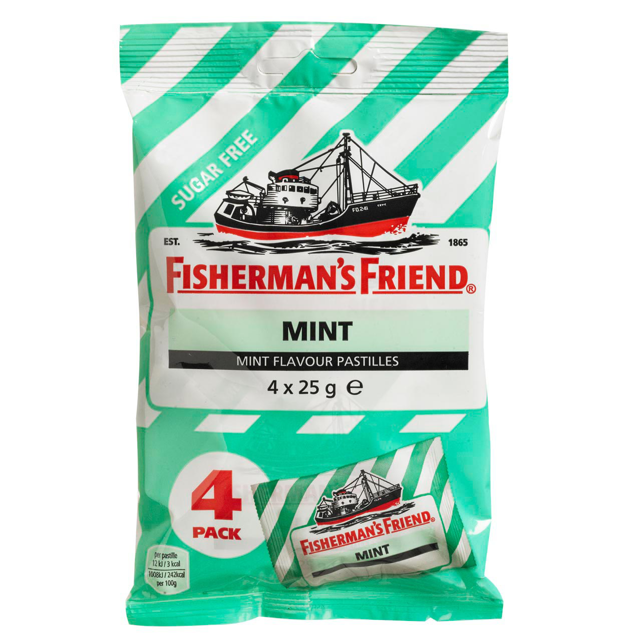 Fisherman's Friend Sugar Free Mint Green 4x25g Fisherman's Friend Sugar Free Mint Green 4x25g