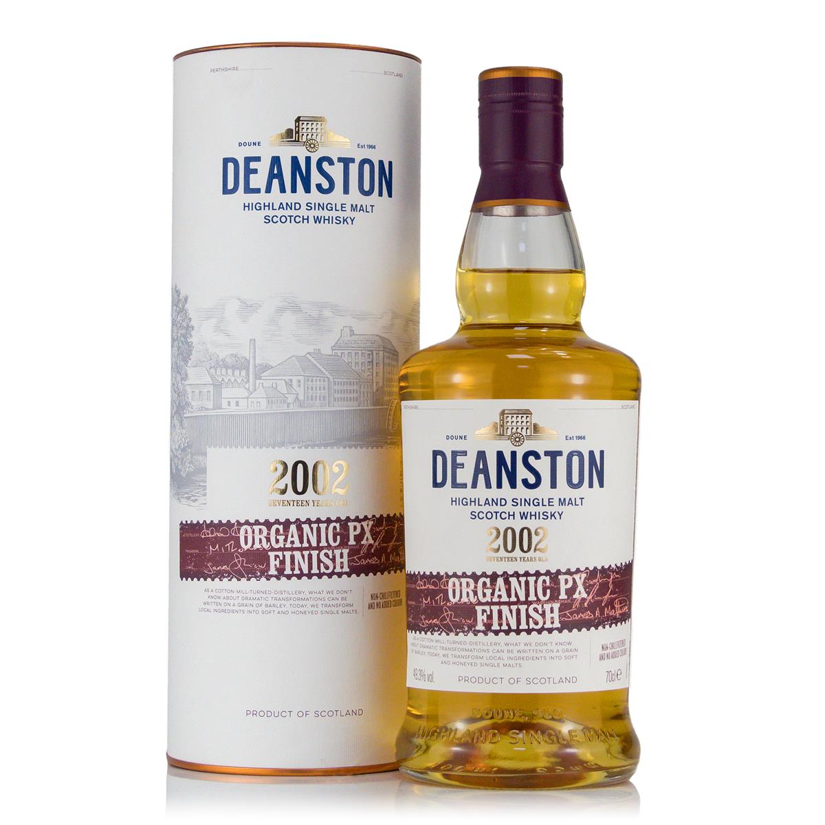Deanston 17 Jahre 2002 Organic PX Finish 49,3%vol. 0,7 Liter Deanston 17 Jahre 2002 Organic PX Finish 49,3%vol. 0,7 Liter