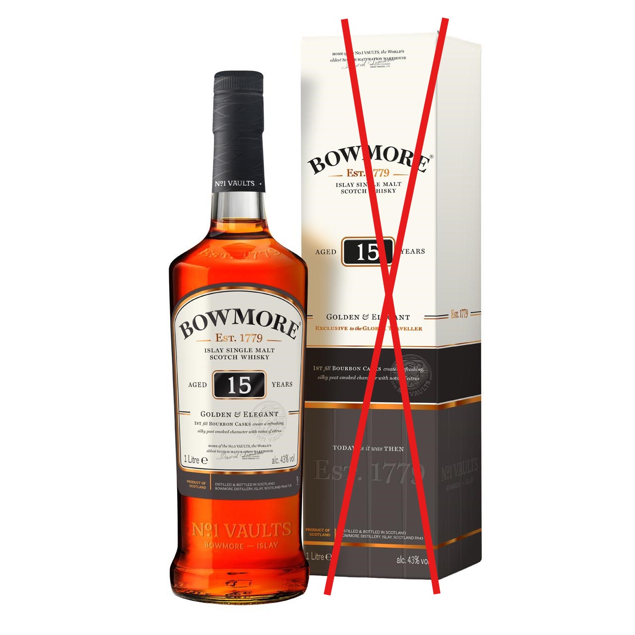 Special Item: Bowmore 15 Years Golden & Elegant 1 liter 43% vol.