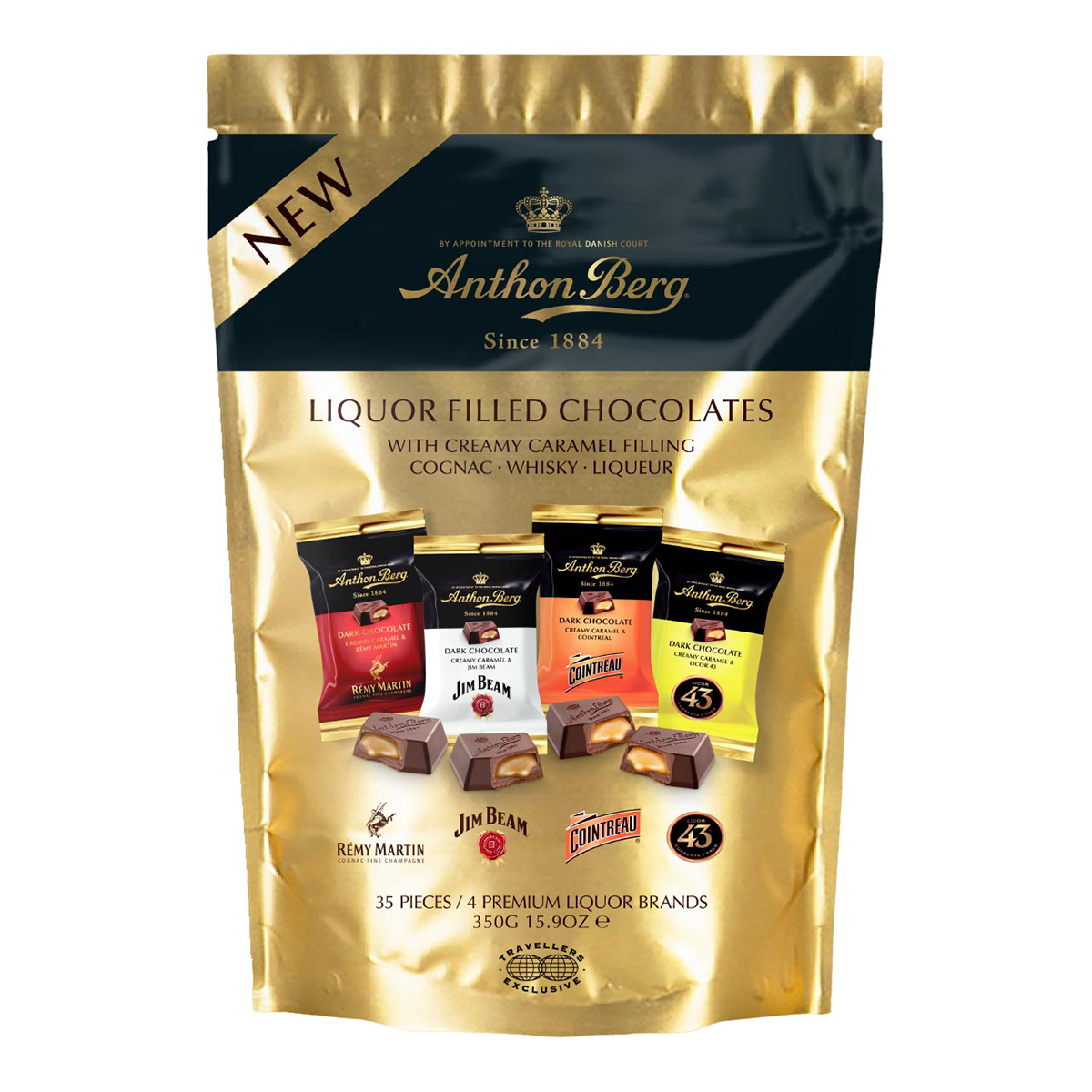 Anthon Berg Liquor Filled Chocolates with Caramel Filling Cognac Whisky Liqueur 350g