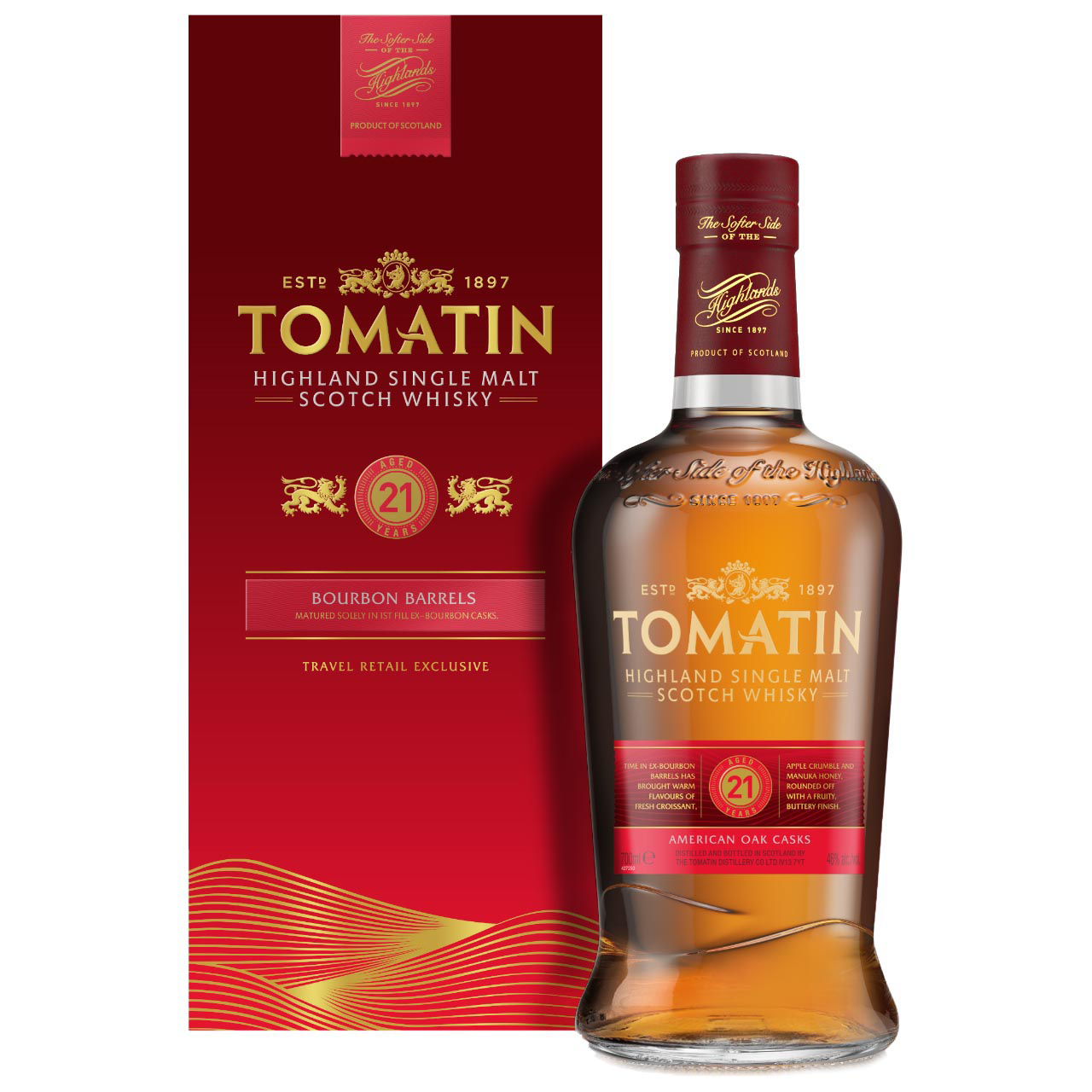 Tomatin 21 year old bourbon barrels 0.7 liters 46% vol. Tomatin 21 year old bourbon barrels 0.7 liters 46% vol.