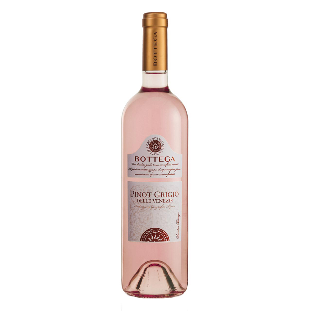 Bottega, Pinot Grigio, Veneto,  dry, rosé, 0.75Liter 12%vol. Bottega, Pinot Grigio, Veneto,  dry, rosé, 0.75Liter 12%vol.