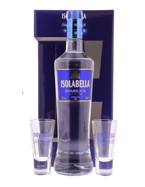 Isolabella Sambuca + 2 Glasses 40%vol.  0,7 Liter Isolabella Sambuca + 2 Glasses 40%vol.  0,7 Liter