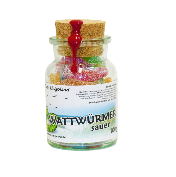 Helgoländer fruit gum lugworms sour 100g 