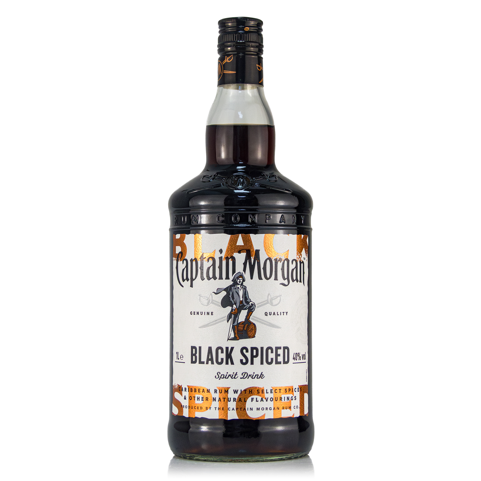 Captain Morgan Black Spiced 1 Liter 40%vol. Captain Morgan Black Spiced 1 Liter 40%vol.