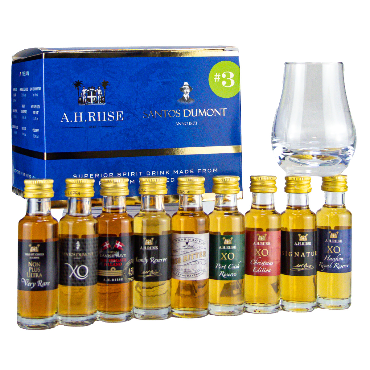 A.H.Riise Tasting Kit 3 Blue 42,21%vol. 8+1x20ml  0,18 Liter