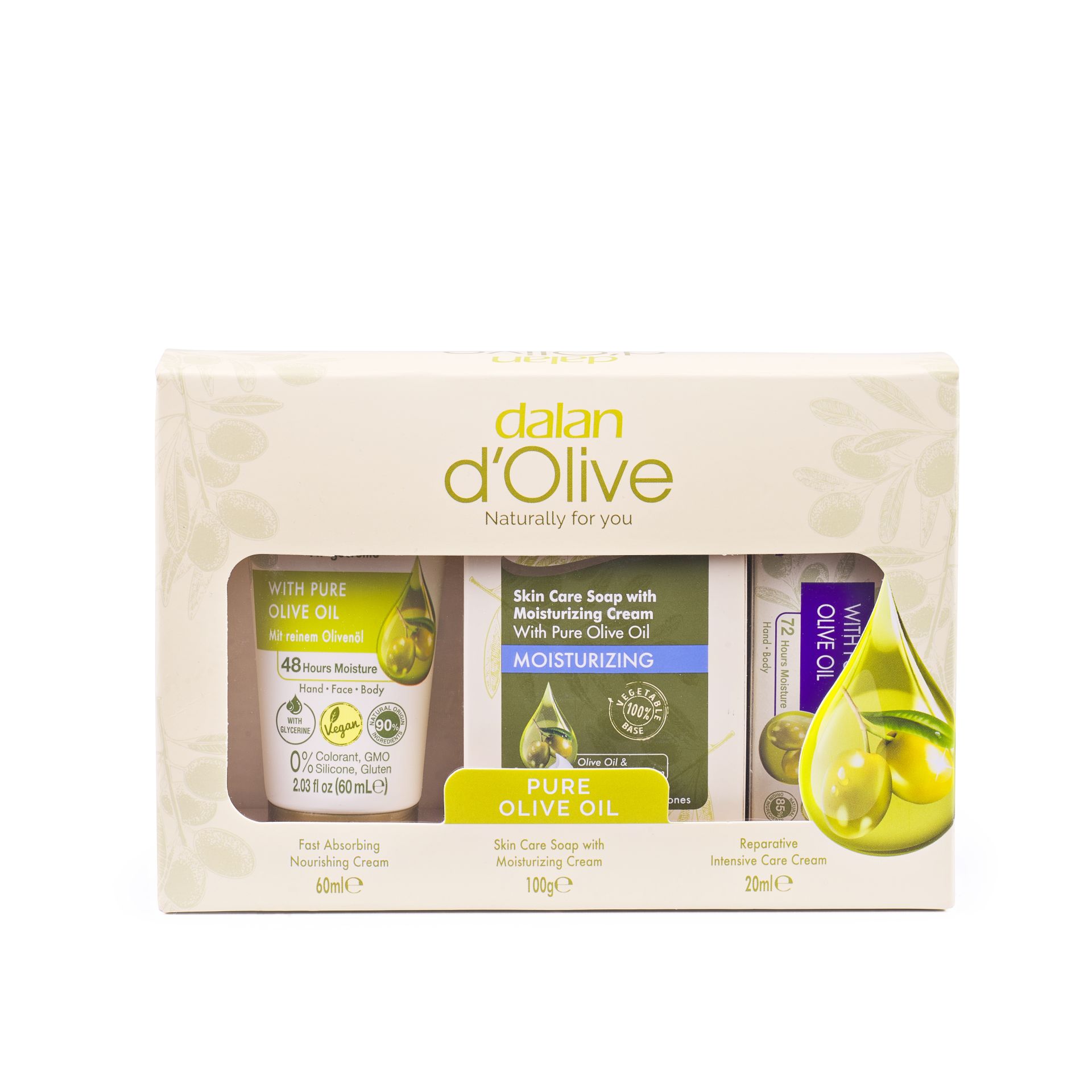 Dalan d’Olive 3 Piece Gift Set – Naturally nourished skin with pure olive oil