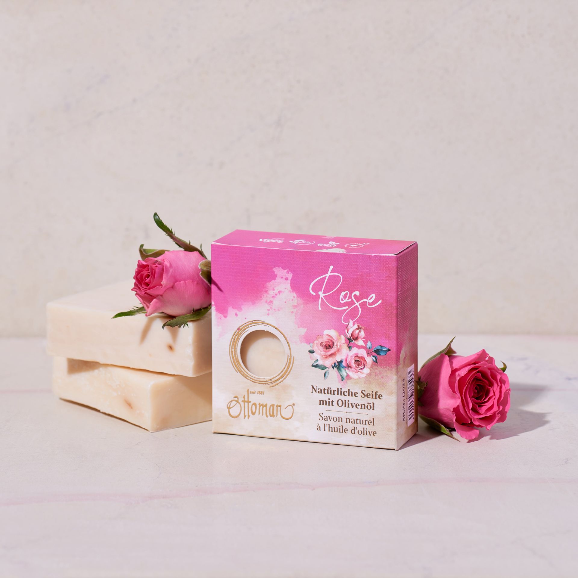 Natürliche Olivenölseife Rose 110g