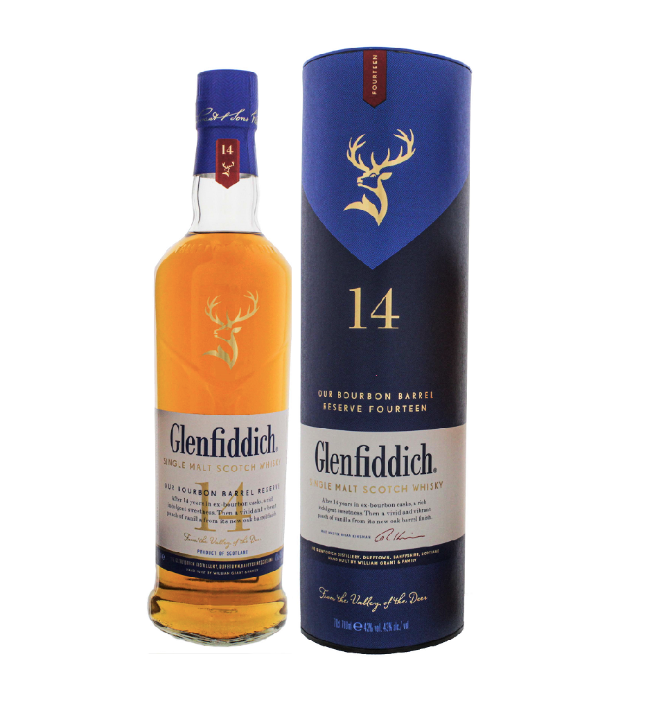 Glenfiddich 14 Years Bourbon Barrel 0,7 Liter 43%vol. Glenfiddich 14 Years Bourbon Barrel 0,7 Liter 43%vol.