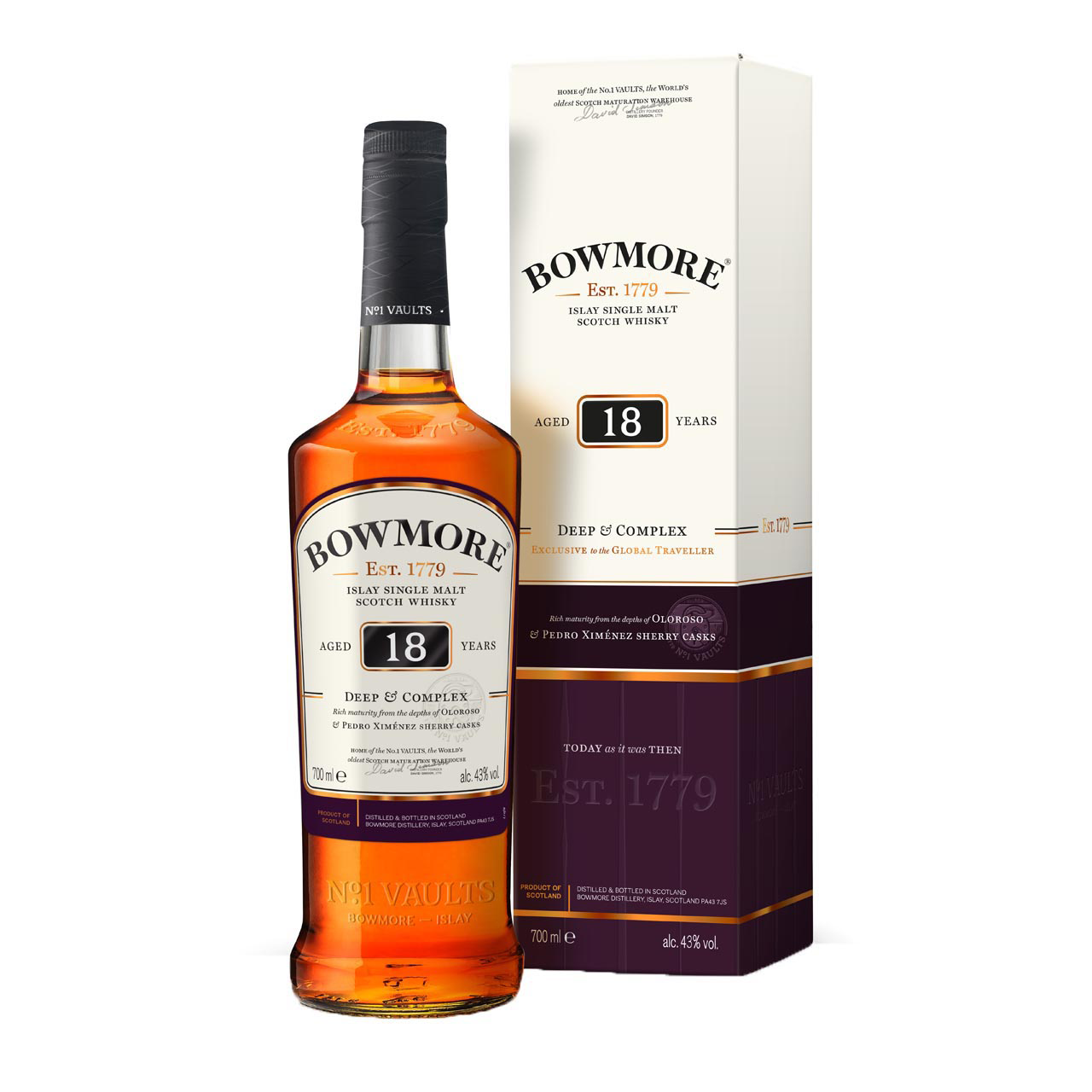 Bowmore 18 Years Deep & Complex 0.7 liters 43% vol. Bowmore 18 Years Deep & Complex 0.7 liters 43% vol.