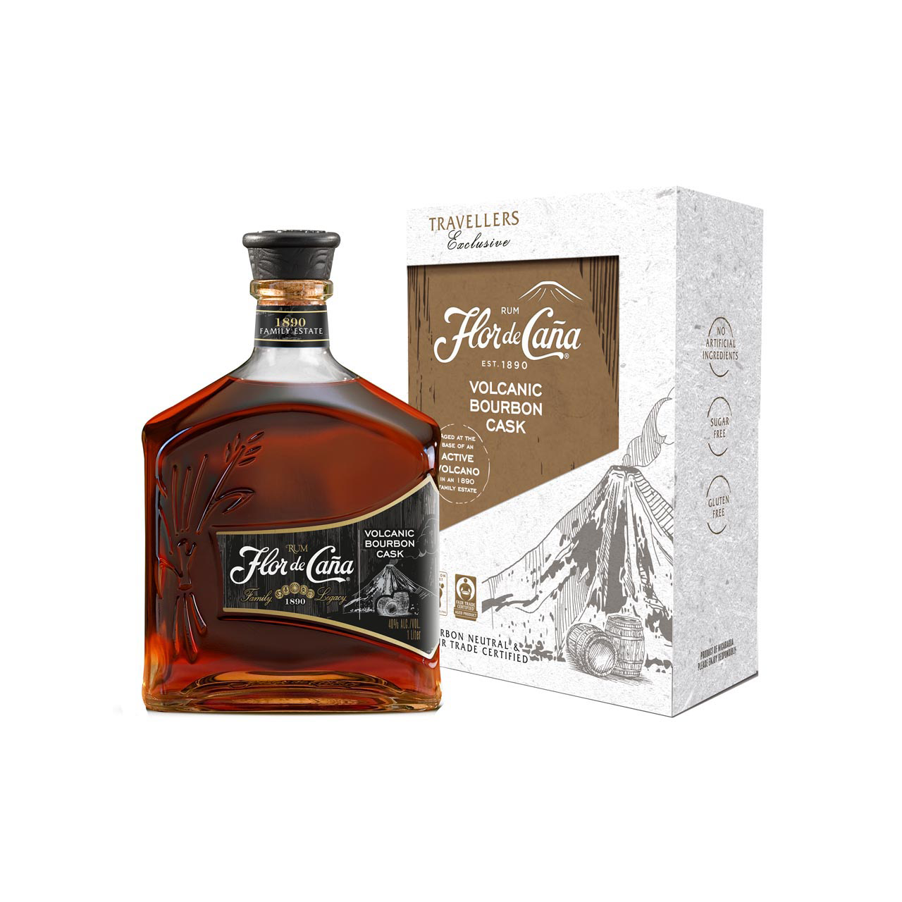 Flor de Cana Bourbon Barrel Aged Rum 1 Liter 40%vol. Flor de Cana Bourbon Barrel Aged Rum 1 Liter 40%vol.
